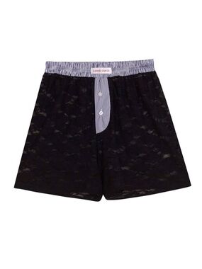 Hand Over Ex-Boyfriend Julio Black Lace Boxer Shorts with Stripe Waistband